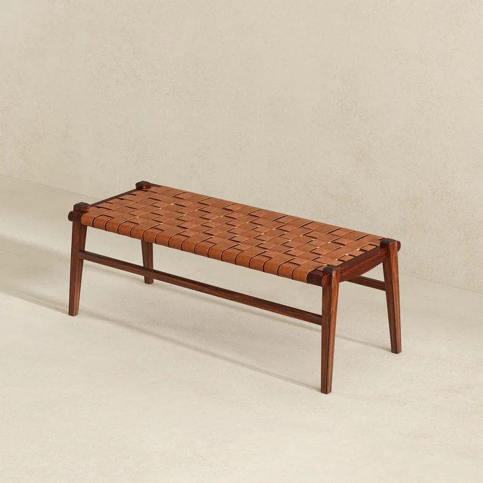 Cody Tan Leather Bench