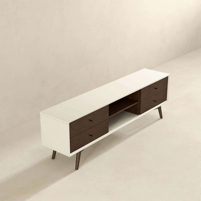 Caroline Walnut White TV Stand