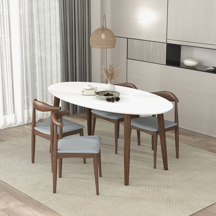 Ada Solid Wood White Top Oval Dining Table