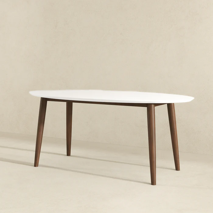 Ada Solid Wood White Top Oval Dining Table