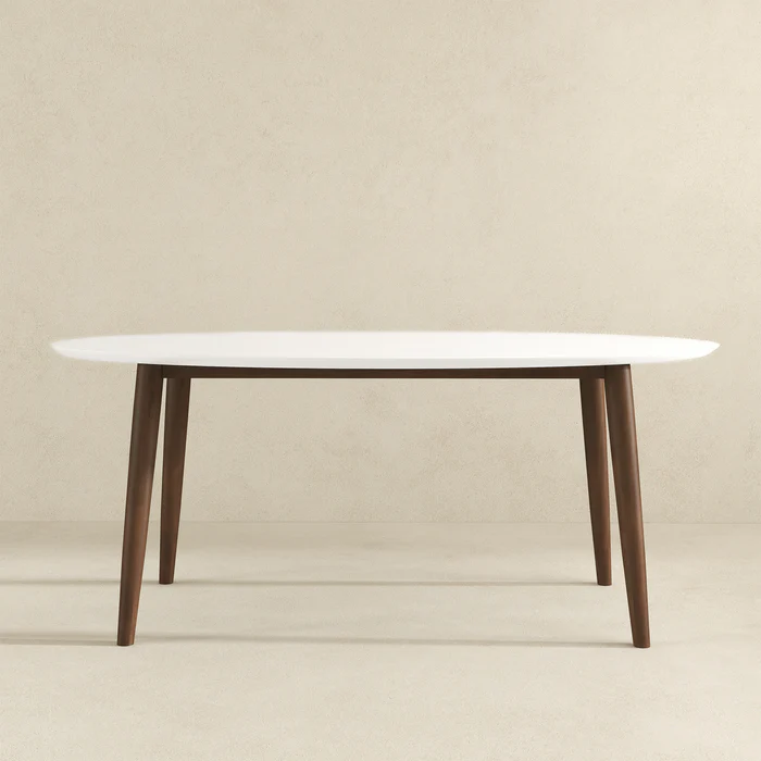 Ada Solid Wood White Top Oval Dining Table